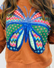 Queen Of Sparkles Brown Patchwork Butterfly Mock Neck Sweatshirt (Reg. and Plus)