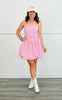 Pink Gingham Tie Back Mini Dress (Reg)
