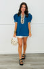 Denim Leopard Trim Top (Reg.)