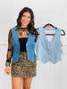 Denim Button Up Vest Top (Reg & Plus)-2 Colors