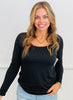 Scoop Neck Long Sleeve Top (Reg. and Plus) - 7 Colors