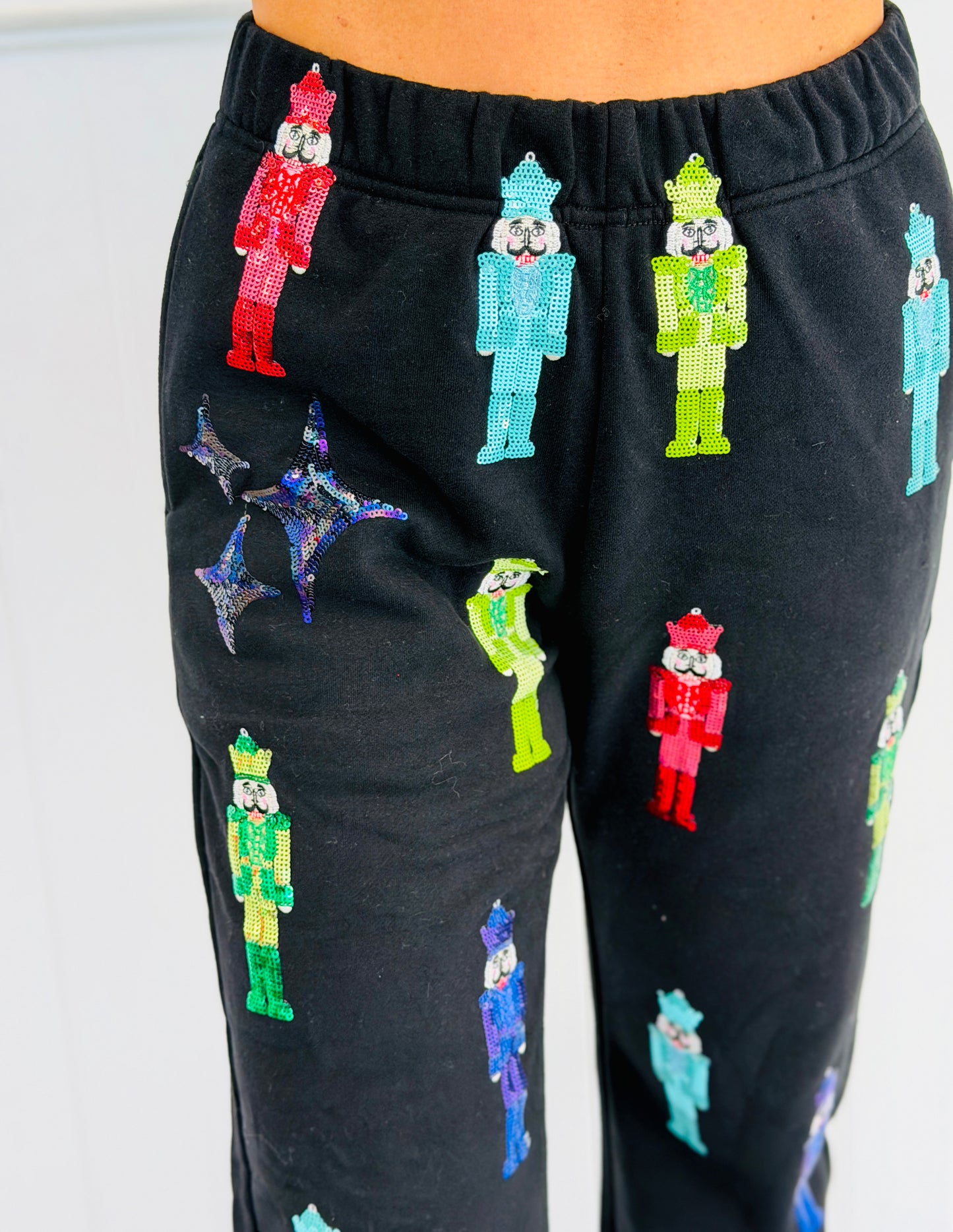 Queen Of Sparkles Black Multi Nutcracker Sparkle Sweat Pant (Reg. and Plus)