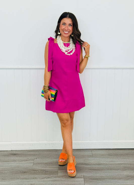 Magenta Shoulder Bows Mini Dress (Reg.)