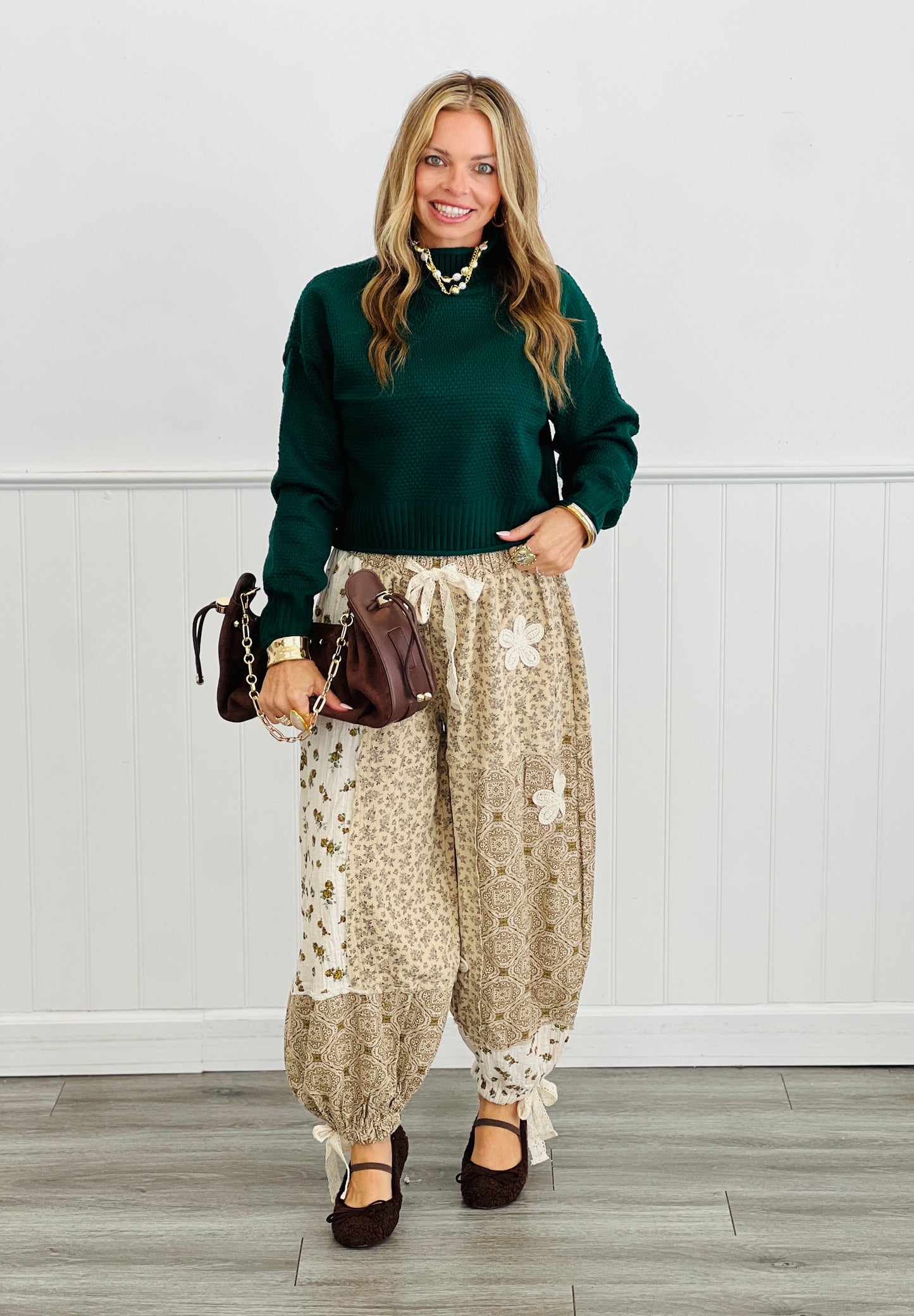 POL Sand Multi Floral Patchwork Pants (Reg.)