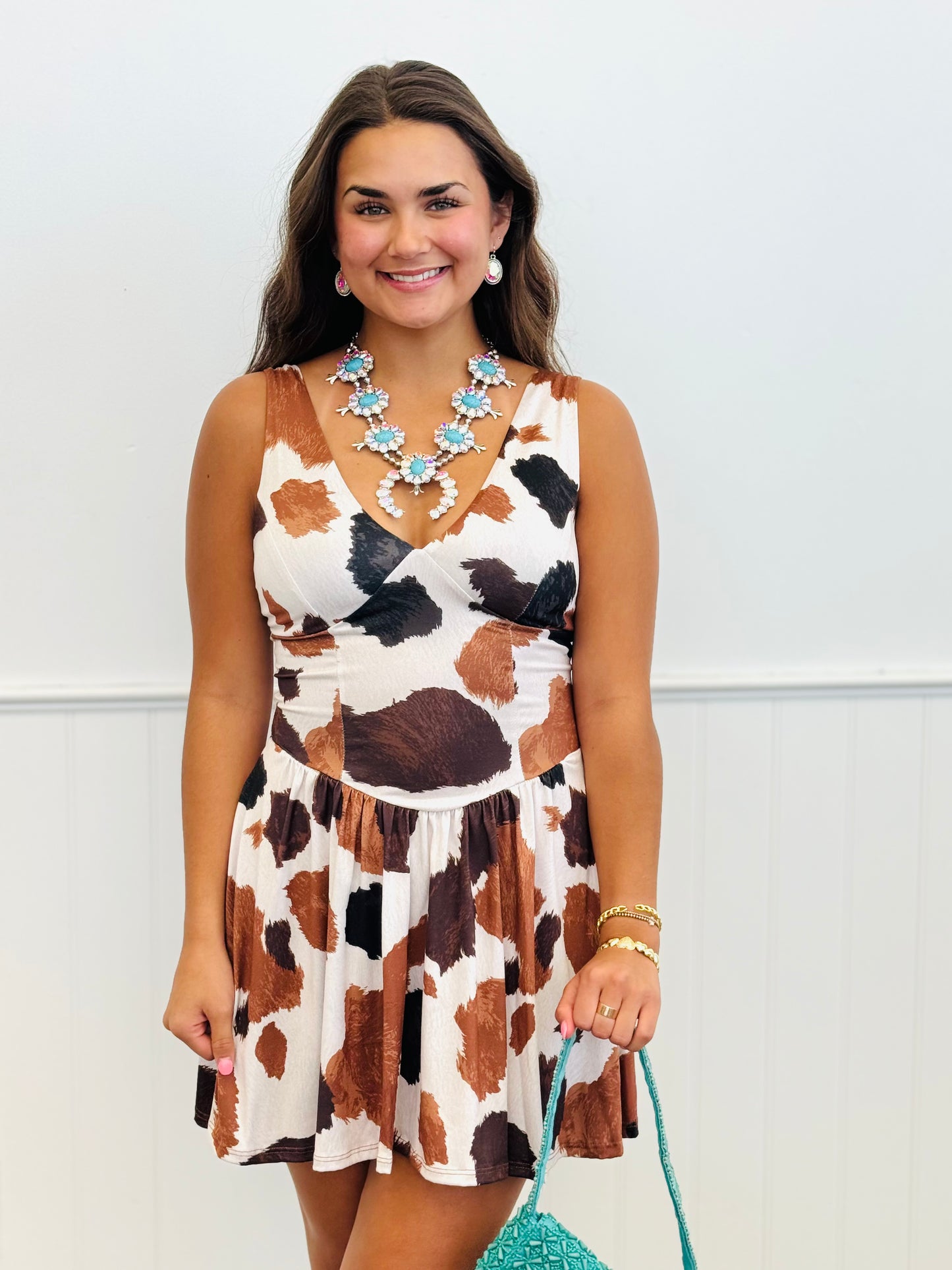 Cow Print Sleeveless Mini Dress (Reg.)