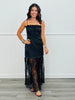 Black Satin Lace Maxi Dress (Reg.)