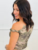 Olive Floral One Shoulder Fitted Top (Reg.)