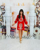 Red Patterned Baroque Applique Mini Dress (Reg.)