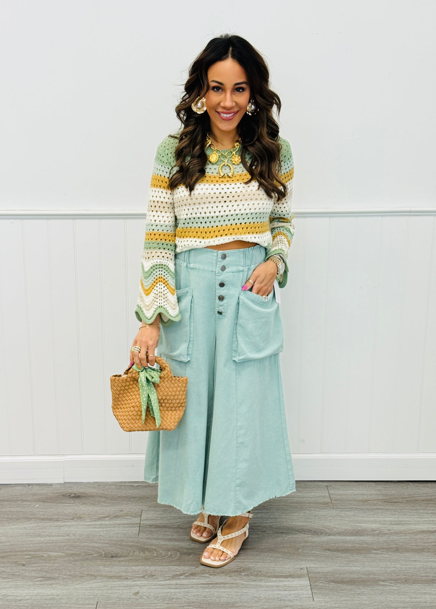 Sage Cropped Wide Leg Pants (Reg. and Plus)
