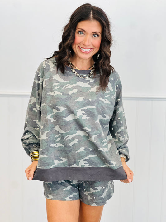 Camo Sweatshirt & Short Set (Reg & Plus)
