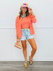 Orange/Pink Striped Cami Top & Button Up Cardigan (One Size)