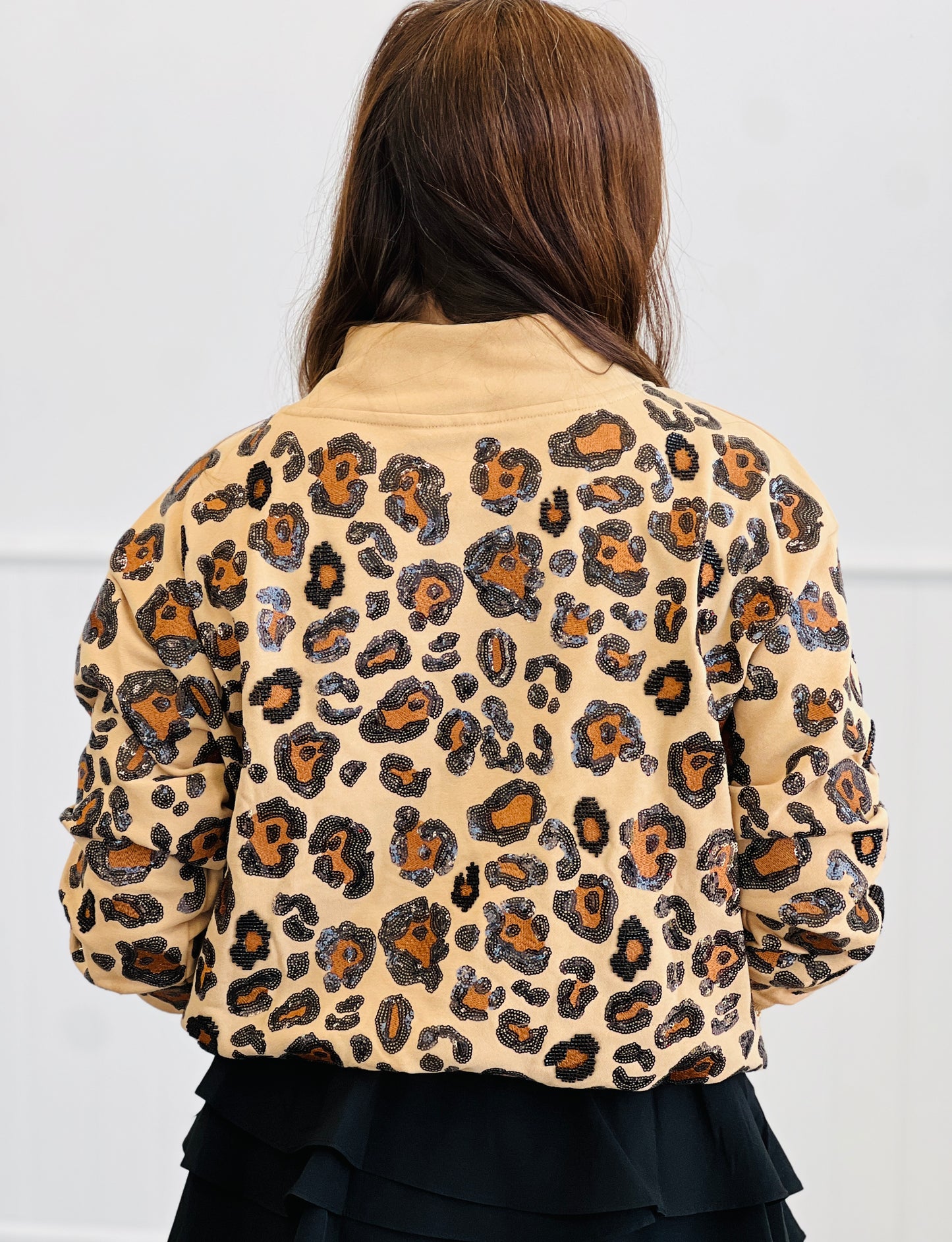 Queen Of Sparkles Leopard Mock Neck Sweatshirt (Reg. and Plus)