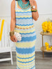 Blue/Yellow Striped Midi Tank Dress (Reg & Plus)