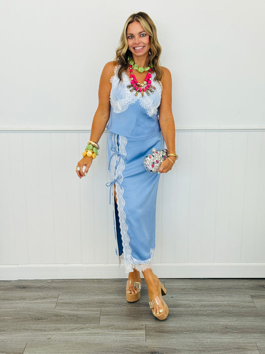 Blue Vintage Lace Cami & Skirt Set (Reg.)