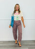 Pink/Brown Gingham Twill Barrel Pants (Reg.)