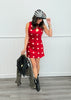 Cherry Polka Dot Satin Mini Dress (Reg.)