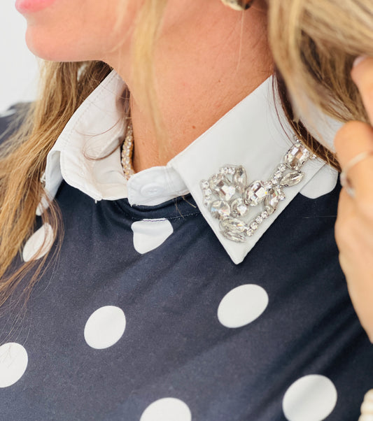 White Crystal Embellished Collar (One Size)