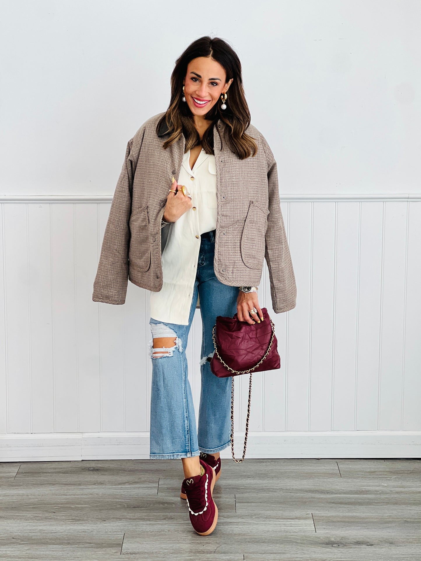 Mocha Brown Sparklet Light Puff Jacket Reg.)