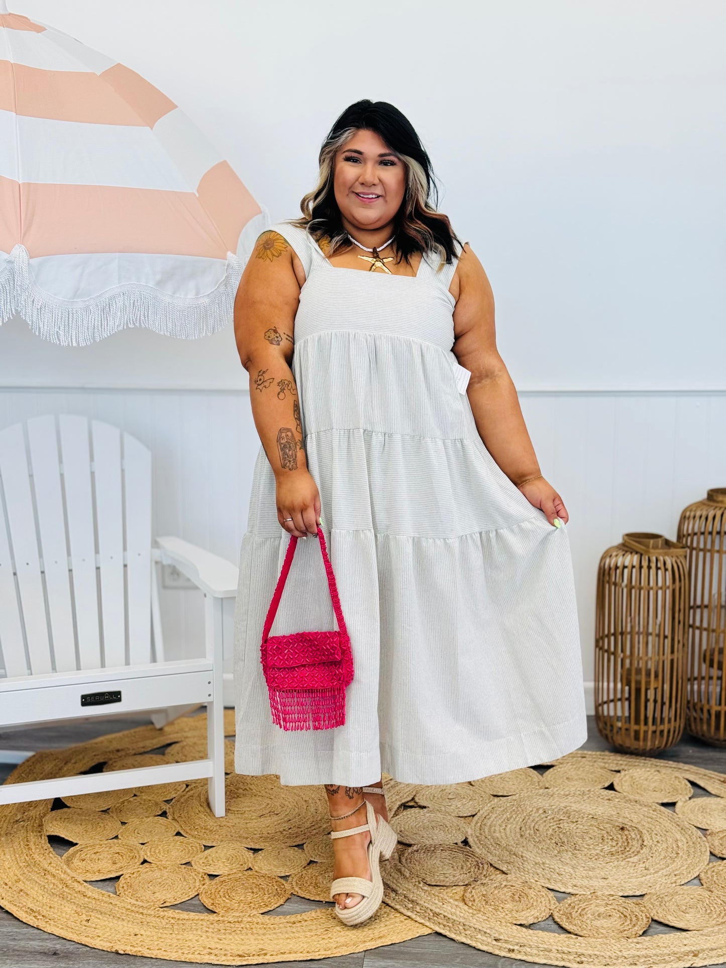 Light Grey Tiered Maxi Dress (Reg & Plus)