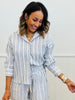 White/Blue Striped Shirt & Short Set (Reg & Plus)