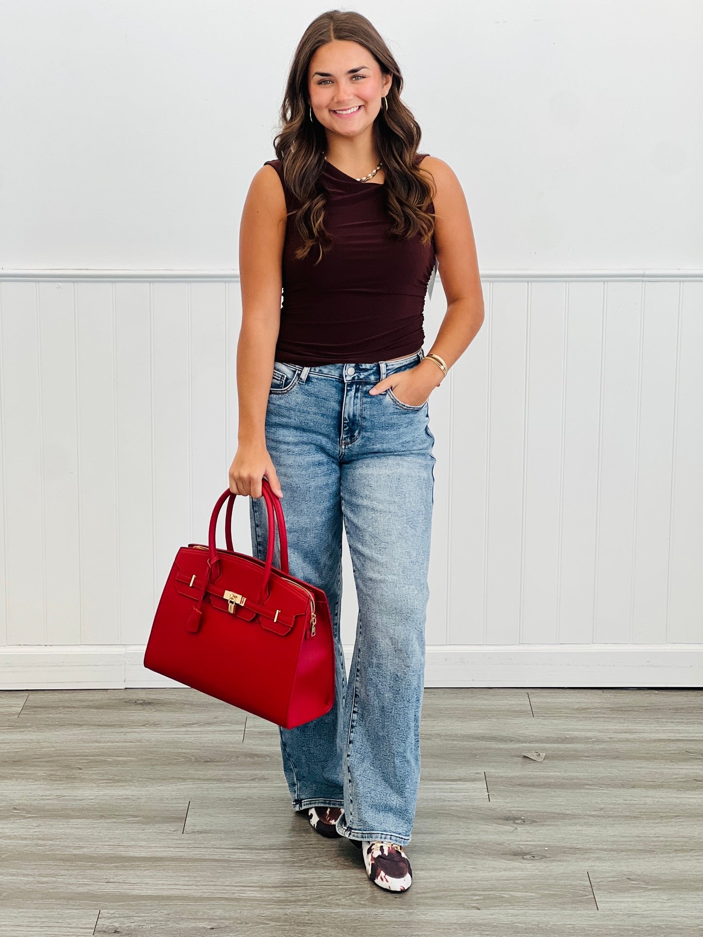 One Shoulder Twist Knot Top (Reg.)-2 Colors