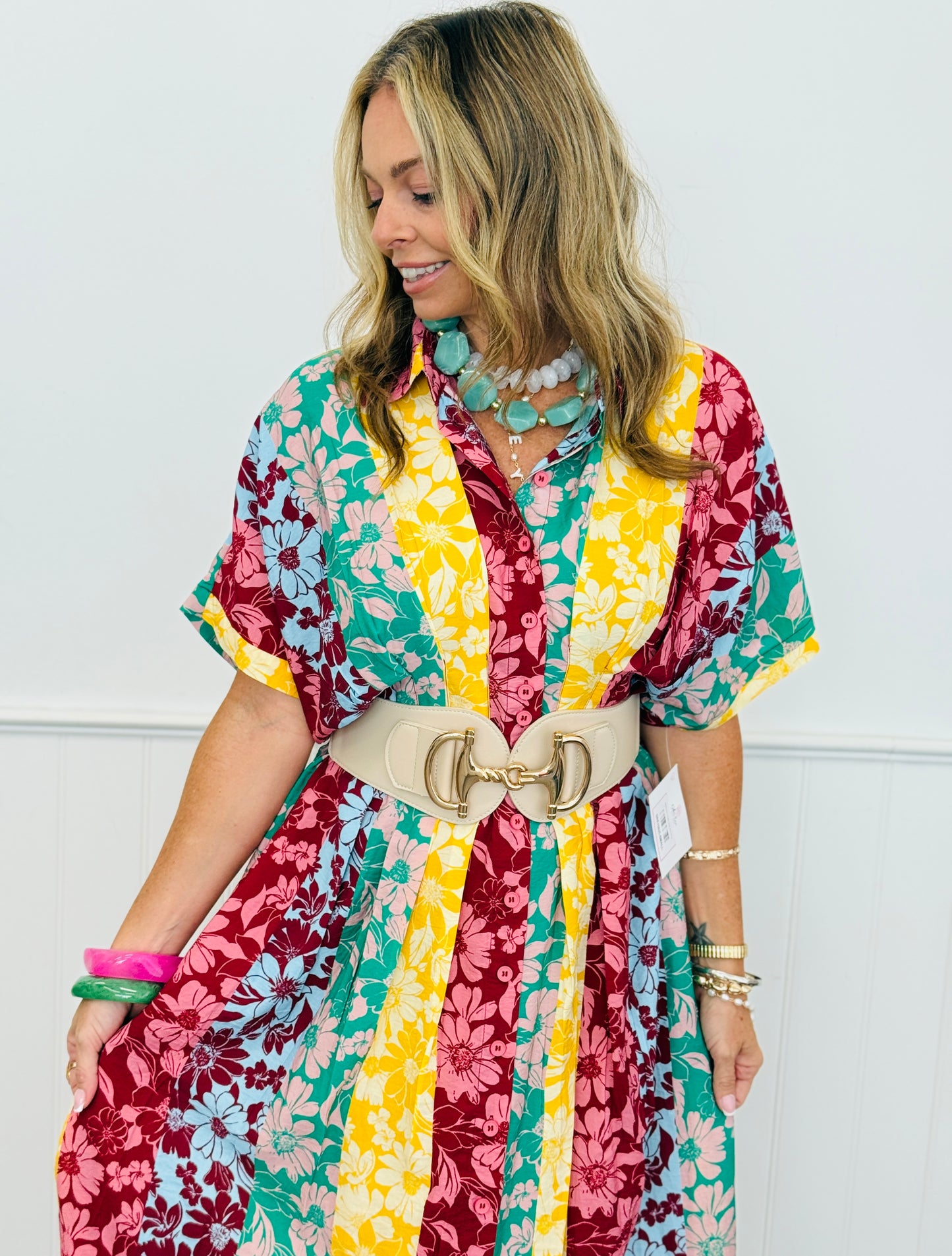 Mixed Floral Print Midi Dress (Reg. & Plus)