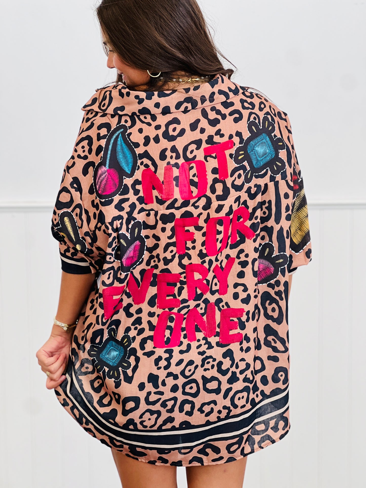 Leopard Not For Everyone Button Up Top (One Size)