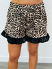 Leopard Ruffle Hem Shorts (Reg. and Plus)
