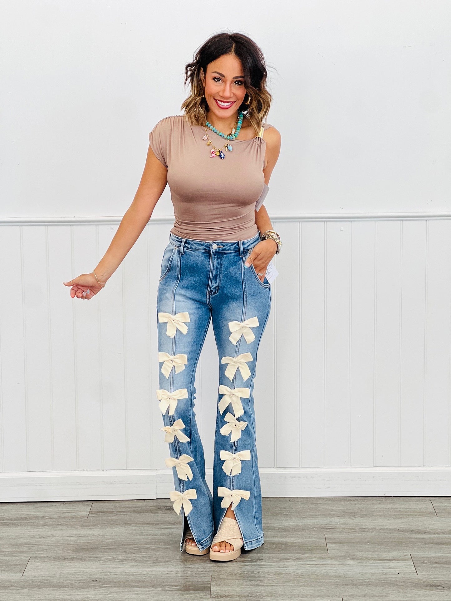Gold Trim Ruched Blouse (Reg.)-2 Colors