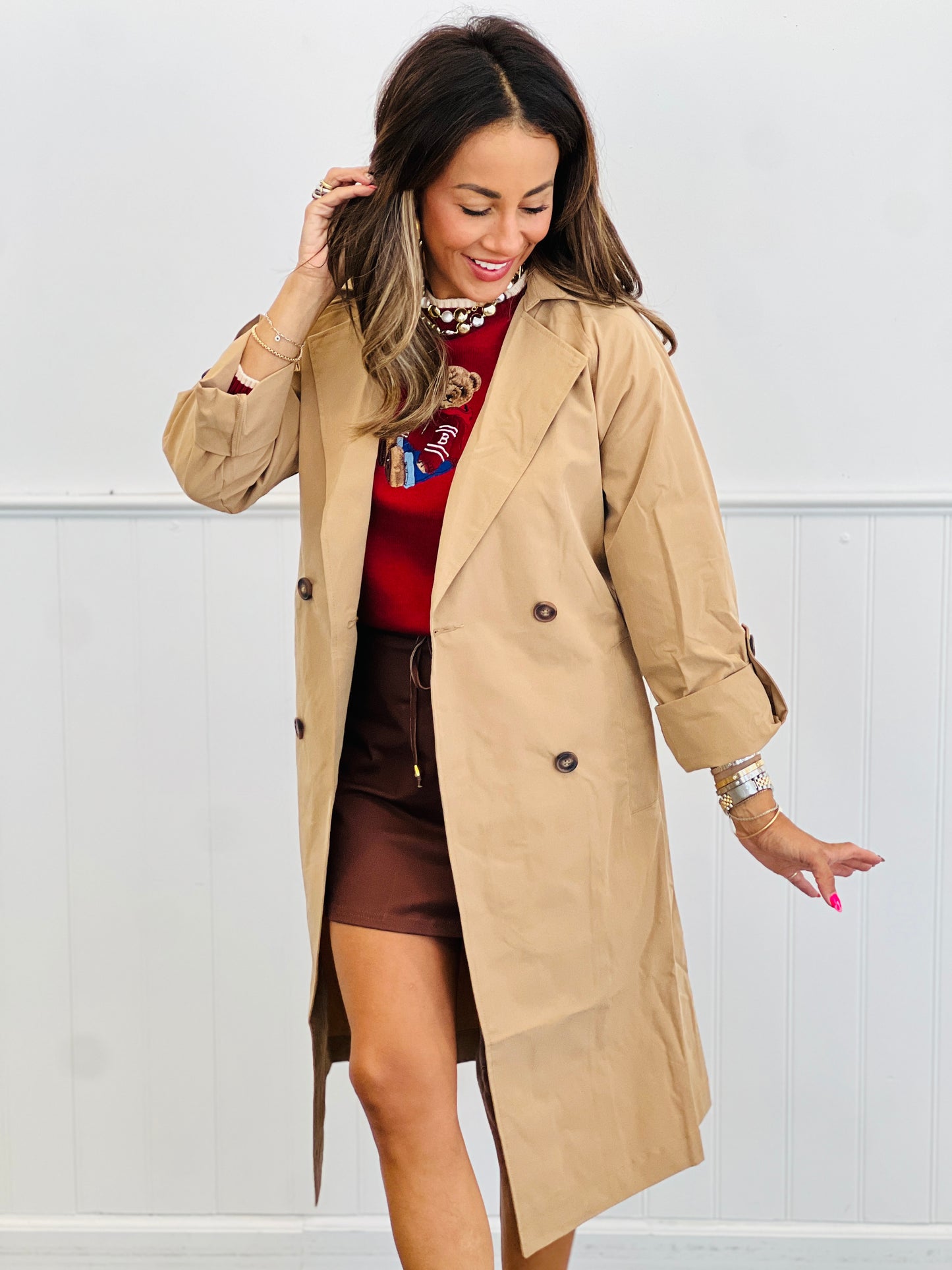Belted Lapel Collar Trench Coat (Reg & Plus)-3 Colors
