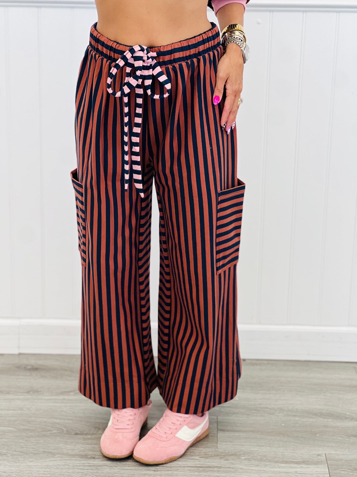 Chestnut Striped Wide Leg Pants (Reg.)