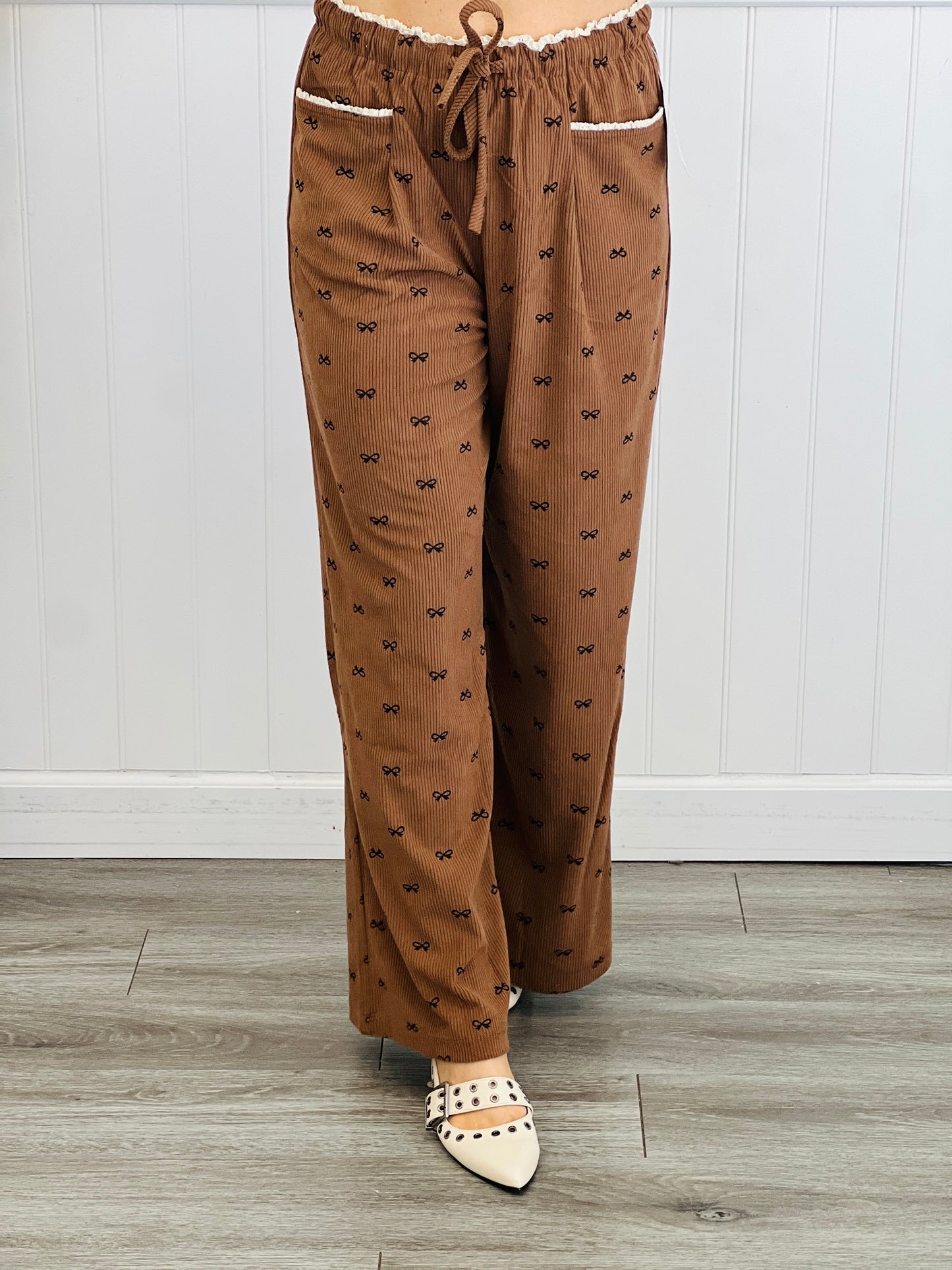 Corduroy Bow Pants (Reg. and Plus) - 2 Colors