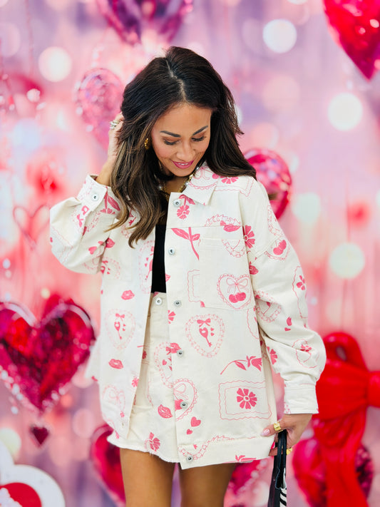 Oatmeal Hearts & Cherries Jacket (Reg.)