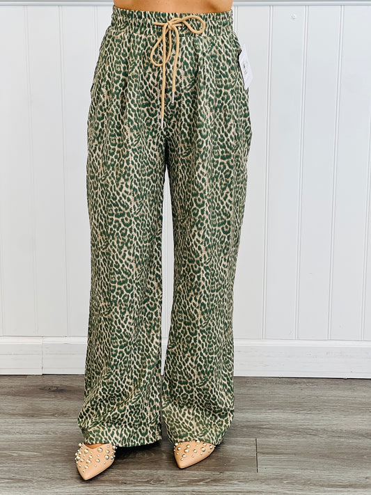 Leopard/Teal Wide Leg Pants (Reg & Plus)