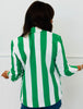 Green White Vertical Stripe Relaxed Blazer (Reg. & Plus)