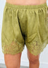 Olive Lace Trim Shorts (Reg.)