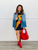 Queen Of Sparkles Navy Rhinestone Rudolph Tee Dress (Reg. and Plus)