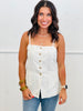 Strappy Linen Blend Button Down Top (Reg.)-2 Colors