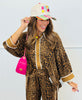 Brown Leopard Contrast Trim Shirt (Reg & Plus)