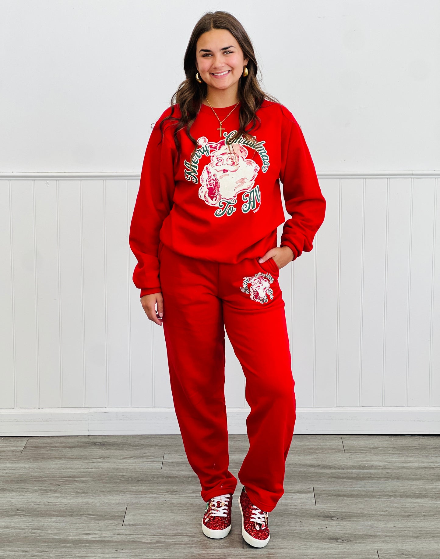 Merry Christmas To All Red Sweatshirt (Reg. and Plus)