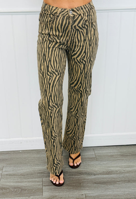 Zebra Print Straight Leg Pants (Reg.)