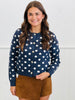 Navy/Cream Dot Button Down Cardigan (Reg.)