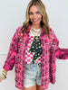 Pink Chic Rhinestone Checkered Shirt (One Size)