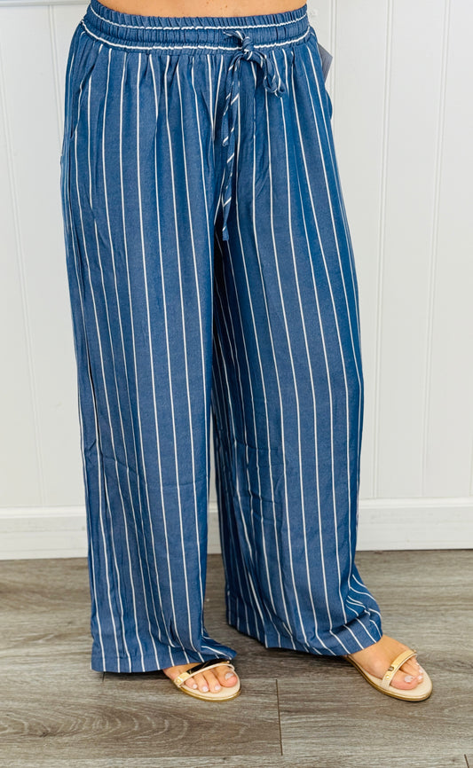 Indigo High Waist Striped Palazzo Pants (Reg.)