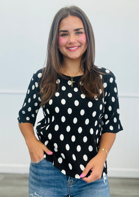 Polka Dot Earhart 3/4 Sleeves Top (Reg. and Plus)