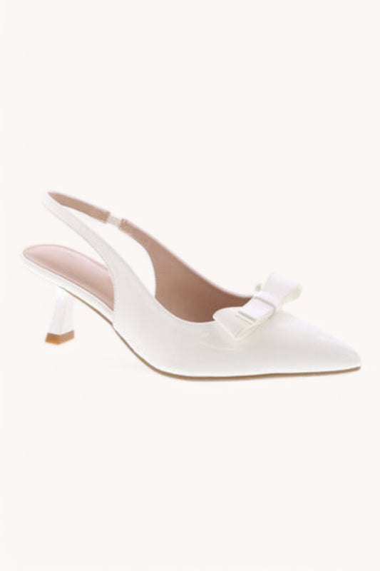White Knot Me Slingback Heels