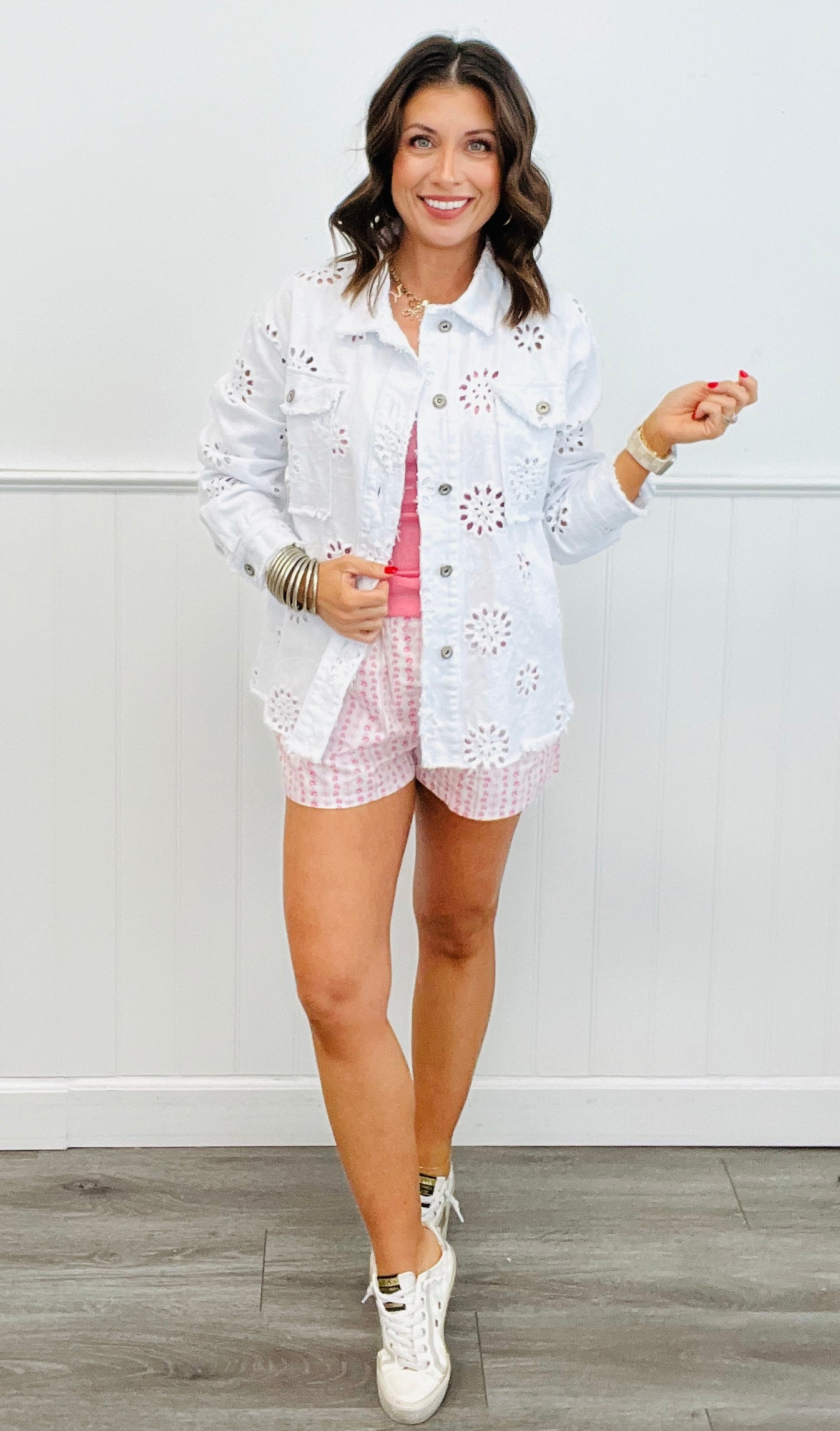 Pink Bow/Floral Striped Pattern Poplin Shorts ( Reg.)