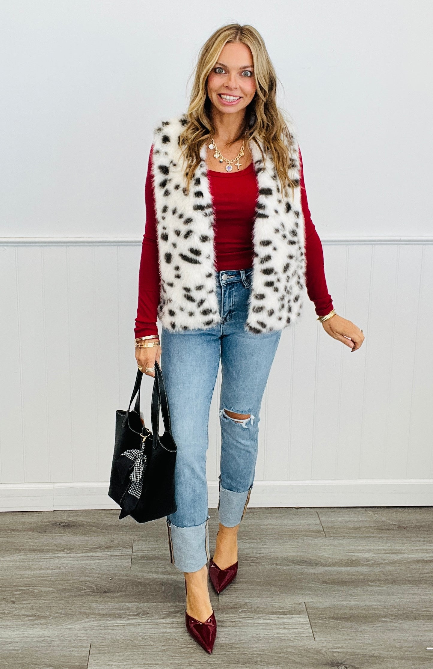 Ivory Spotted Fur Vest (Reg.)