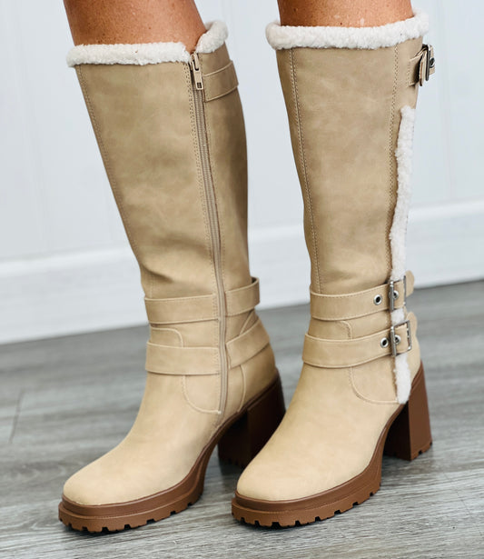 Beige Faux Fur Detailed Boots