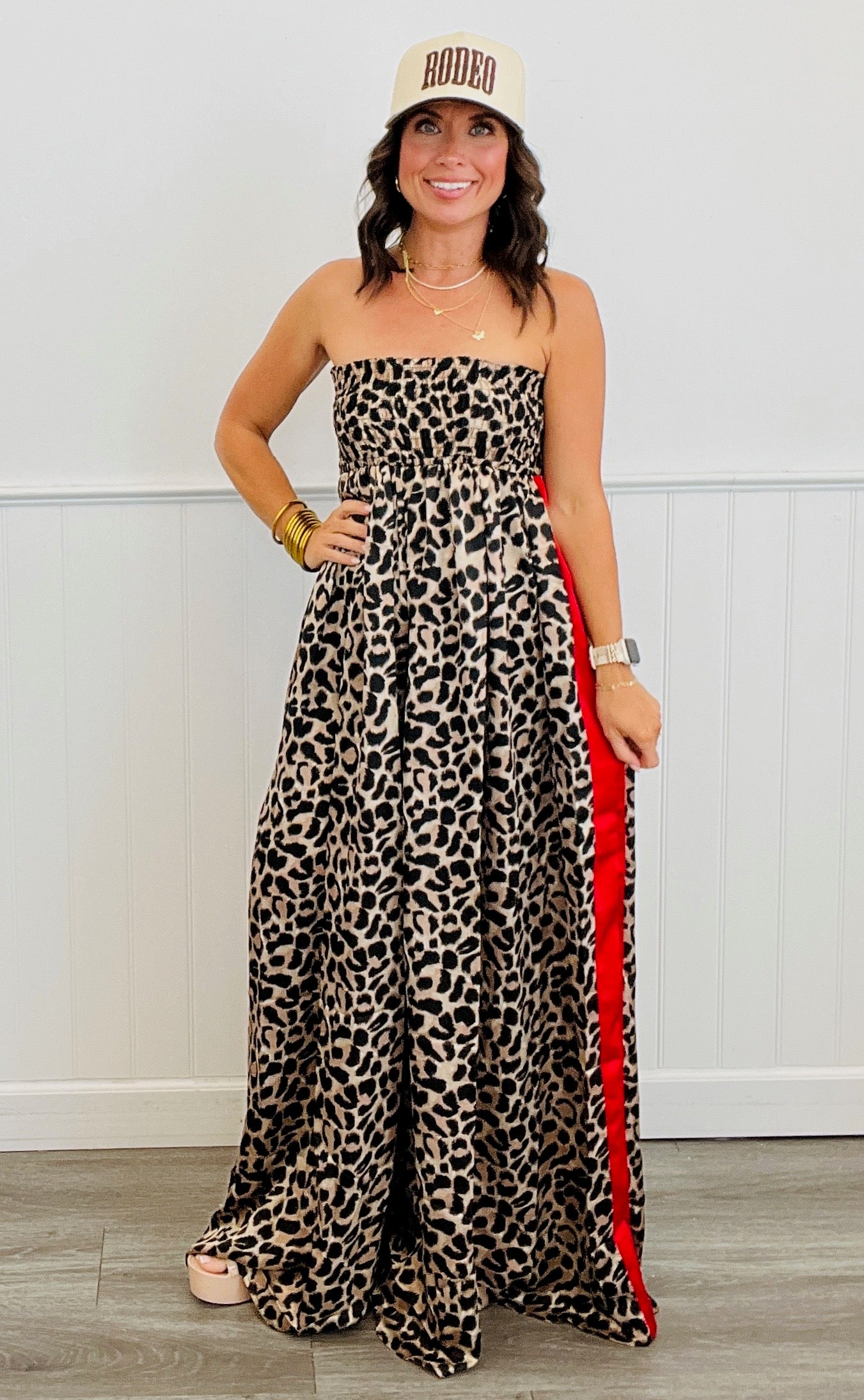 Leopard Side Stripe Wide Leg Jumpsuit (Reg.)